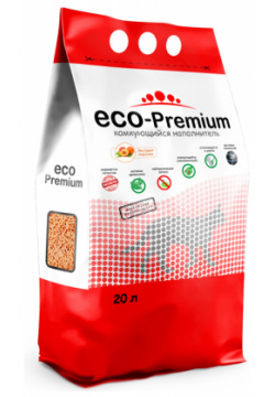 Наполнитель ECO Premium Персик комкующийся древесный 7 6кг 20 л 