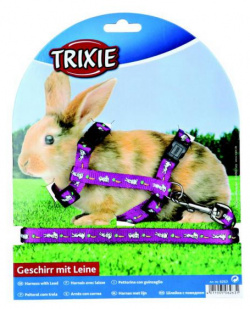 Шлейка Trixie с поводком для кролика рисунком нейлон 120x1 