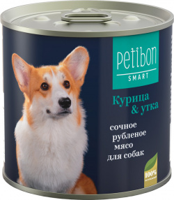 Влажный корм для собак Petibon Smart Рубленое мясо с курицей и уткой 0 24 кг 