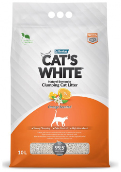 Наполнитель Cats White Orange с ароматом апельсина комкующийся бентонит  8 5кг 10 л