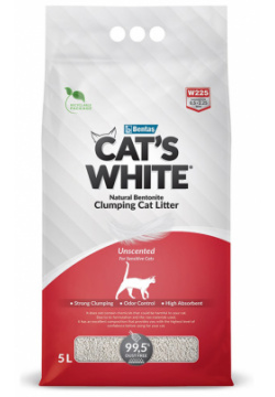 Наполнитель Cats White Natural натуральный без ароматизатора комкующийся бентонит  4 25кг 5 л