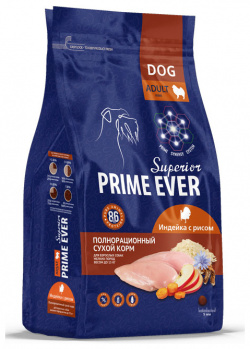Сухой корм для собак маленьких пород Prime Ever Superior Adult Mini Индейка с рисом до 15 кг 2 9 