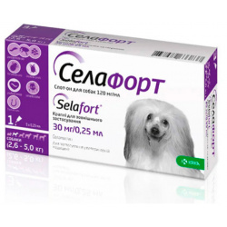 КРКА Селафорт 30 мг для собак от 2 6 5 кг капли на холку 1 пипетка 