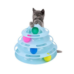 Игрушка Чистый котик для кошек Трек башня с мячиками синия 