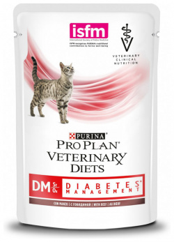 Влажный корм Purina Pro Plan Veterinary Diets Feline DM Diabetes Management при диабете с говядиной диета для кошек 0 085 кг 