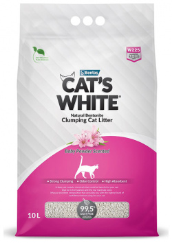 Наполнитель Cats White Baby Powder с ароматом детской присыпки комкующийся бентонит  8 5кг 10 л