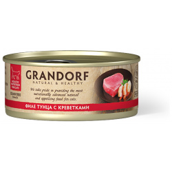 Влажный корм для кошек Grandorf Филе тунца с креветками 0 07 кг Гипоаллергенная