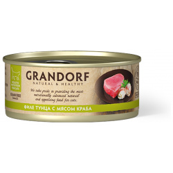 Влажный корм для кошек Grandorf Филе тунца с мясом краба 0 07 кг Гипоаллергенная