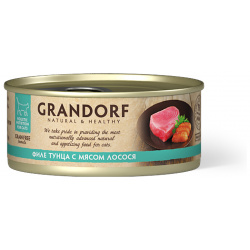 Влажный корм для кошек Grandorf Филе тунца с мясом лосося 0 07 кг Г