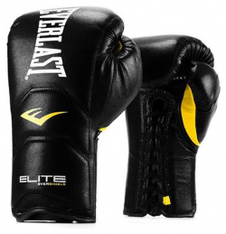 Перчатки тренировочные Elite Pro на шнуровке  Black/Black 18 oz Everlast P00000679 BK