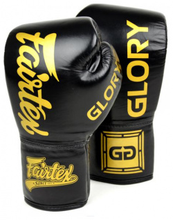 Боксерские перчатки Glory Black  шнуровка 16 OZ Fairtex BGLG1