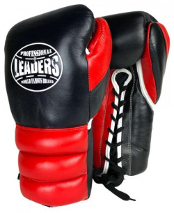 Перчатки боксерские LEADERS LEAD SERIES на шнуровке BK/RD  16 oz LS4SL LC