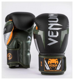 Перчатки боксерские Elite Black/Silv/Khaki/Orange  14 унций Venum PSyes