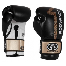 Боксерские перчатки Addvance Gel Black/White/Gold  14 OZ Flamma
