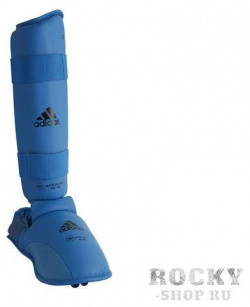 Детские защита голени и стопы WKF Shin & Removable Foot  синяя Adidas 661 35