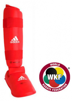 Детские защита голени и стопы WKF Shin & Removable Foot  красная Adidas 661 35