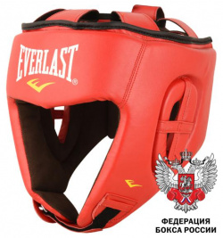 Шлем для любительского бокса Amateur Competition PU  красный одобренный Федерацией РФ Everlast