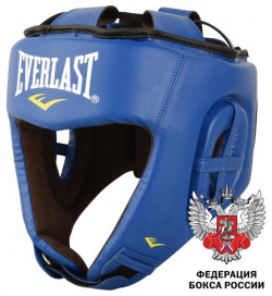 Шлем для любительского бокса Amateur Competition PU  синий одобренный Федерацией РФ Everlast