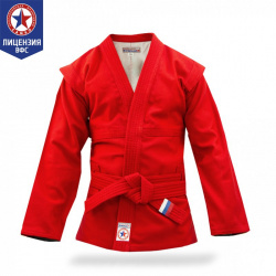 Куртка для САМБО взрослая красная (Атака)  одобренная ВФС Крепыш Я 32 2 1