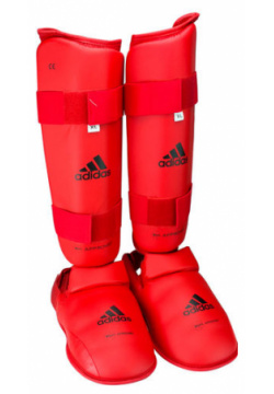Защита голени и стопы WKF Shin & Removable Foot  красная Adidas 661 35