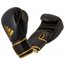 Перчатки боксерские Hybrid 80 черно золотые  10 унций Adidas adiH80