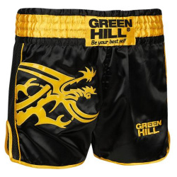 Шорты для тайского бокса GARUDA черно желтые Green Hill Трусы