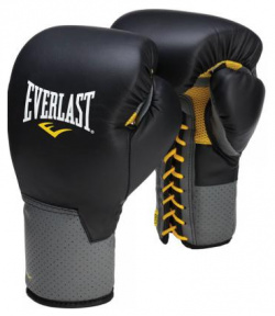 Перчатки боксерские Pro Leather Laced  на шнуровке 12 OZ Черный Everlast 591201 Т