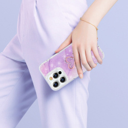 Чехол PQY Shell для iPhone 13 Pro Фиолетовый мрамор Kingxbar IP 6 1+ 