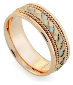 Обручальное кольцо дизайнерское из розового  белого жёлтого золота комфортная посадка арт R V1040 3 Rings Ru