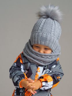 Комплект вязаный для мальчика: шапка  снуд PlayToday Baby вязаный: