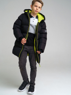 Пальто для мальчика School by PlayToday Утепленное из ткани с ветро  и