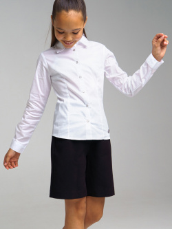 Блузка текстильная для девочки School by PlayToday Белая нарядная