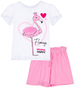 Комплект для девочек: фуфайка трикотажная (футболка)  шорты текстильные PlayToday Kids