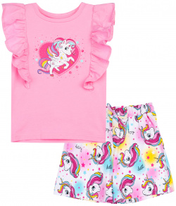 Комплект трикотажный для девочек: фуфайка (футболка)  шорты PlayToday Kids
