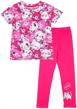 Комплект трикотажный для девочек: фуфайка (футболка)  брюки (легинсы) PlayToday Kids