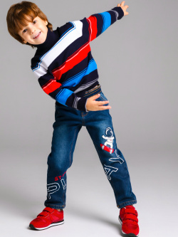 Брюки текстильные джинсовые утепленные флисом для мальчиков PlayToday Kids