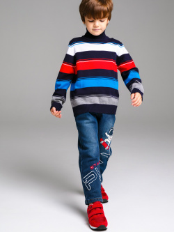 Брюки текстильные джинсовые утепленные флисом для мальчиков PlayToday Kids