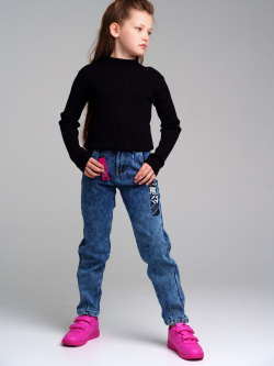 Брюки текстильные джинсовые утепленные флисом для девочек PlayToday Tween Джинсы