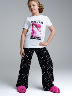 Комплект для девочек: фуфайка трикотажная (футболка)  брюки текстильные PlayToday Tween