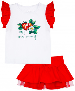 Комплект детский трикотажный для девочек: фуфайка (футболка)  юбка шорты PlayToday Newborn Baby