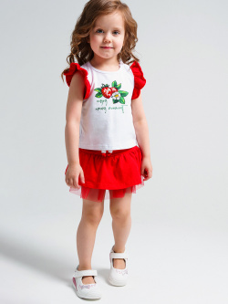 Комплект детский трикотажный для девочек: фуфайка (футболка)  юбка шорты PlayToday Newborn Baby