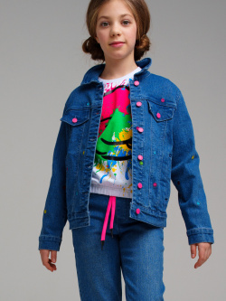 Куртка текстильная джинсовая для девочек PlayToday Tween из