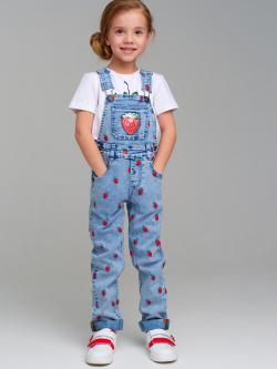 Полукомбинезон текстильный джинсовый для девочек PlayToday Kids 
