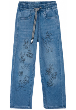 Брюки текстильные джинсовые для девочек PlayToday Kids 