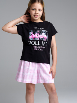 Комплект для девочек: фуфайка трикотажная (футболка)  шорты текстильные PlayToday Tween