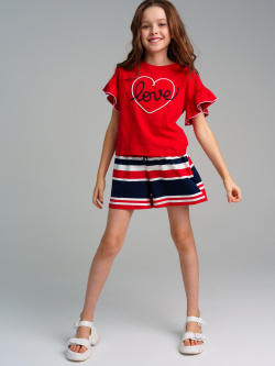 Комплект трикотажный для девочек: фуфайка (футболка)  шорты PlayToday Tween