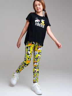 Комплект трикотажный для девочек: фуфайка (футболка)  брюки (легинсы) PlayToday Tween