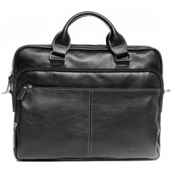 Кожаная деловая сумка для ноутбука Glenroy Black Lakestone Стильная