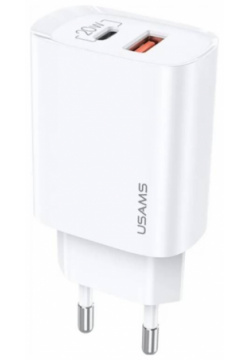 Зарядное устройство Usams  CC121 T35 USB QC3 0+PD3 0 20W Fast Charger (белый) З