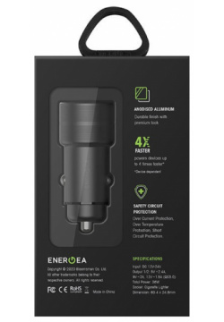 Автомобильная зарядка EnergEA  Alu drive2 2 USB QC3 0 (36W) (темно серый)